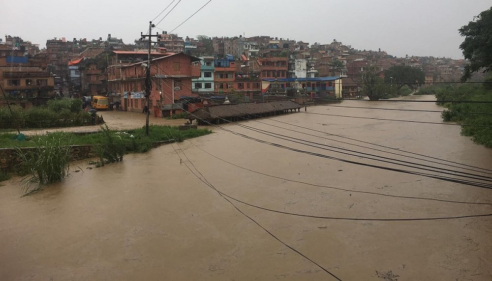 भक्तपुरस्थित हनुमन्तेखोलाको बाढी बढिरहेकोले सावधानी अपनाउन अनुरोध