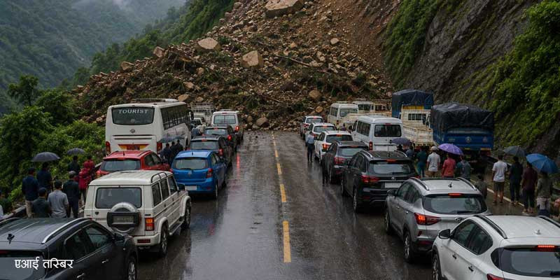 वर्षाका कारण देशका विभिन्न स्थानमा सडक अवरुद्ध