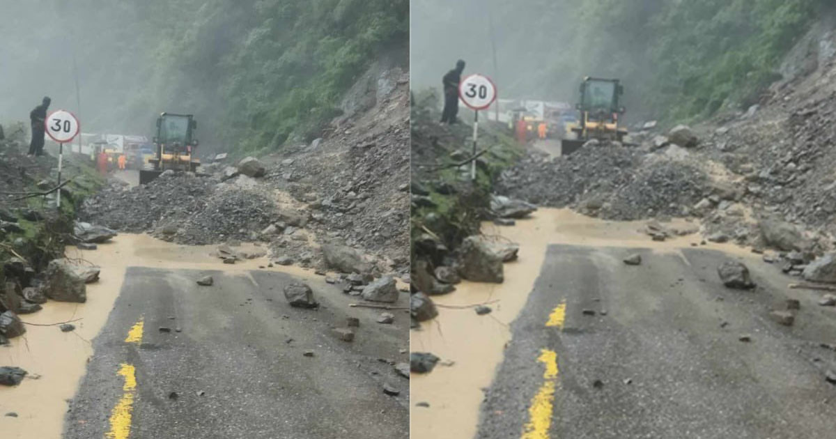 मौवाखोला नजिकै पहिरो खस्यो, पृथ्वी राजमार्ग अवरुद्ध