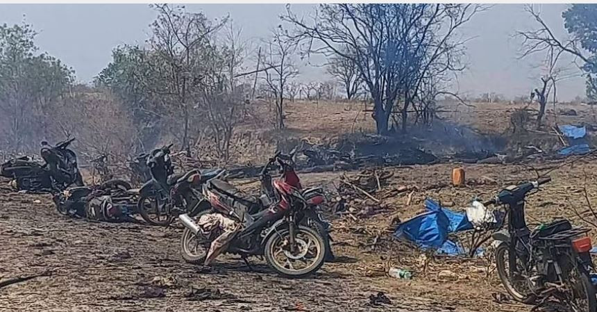 म्यान्माको सेनाद्वारा विपक्षीमाथि हवाई हमला, एक सय जनाको मृत्यु