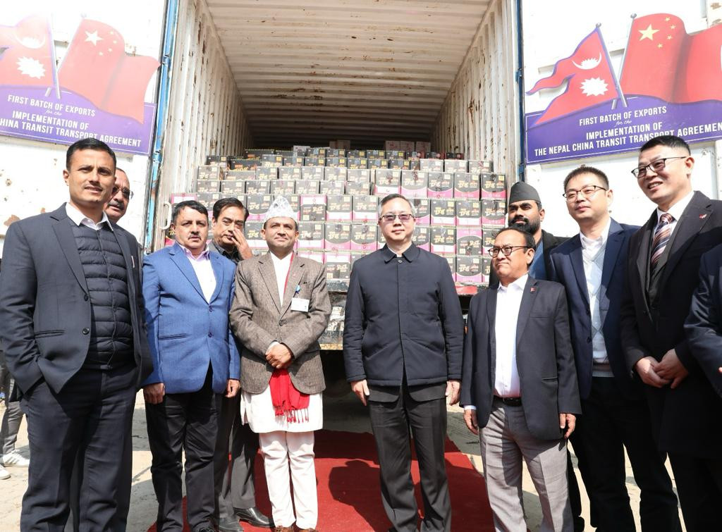 नेपाल चीन पारवहन यातायात सम्झौता कार्यान्वयनको पहिलो निर्यातको शुभारम्भ
