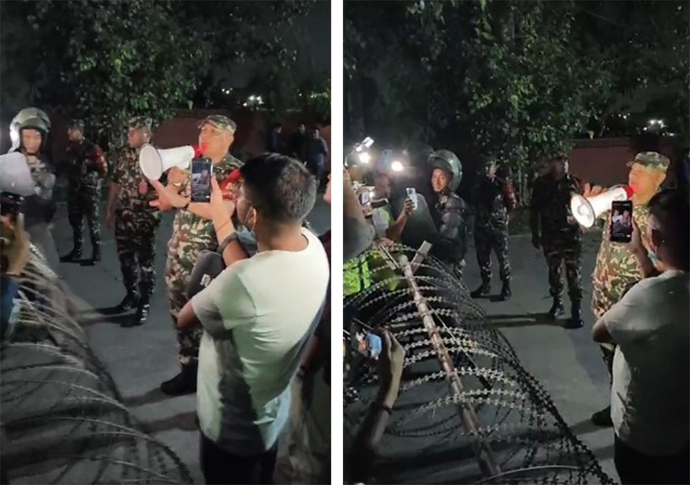 जंगीअड्डाबाट नेपाली सेनाले माइकिङ गर्दै भन्यो– समूहको नेतृत्व चयन गरेर आउनू