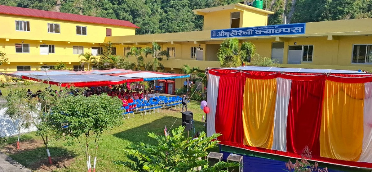 भारतको तीन करोड सहयोगमा निर्मित आँबुखैरेनी क्याम्पस भवन उद्घाटन