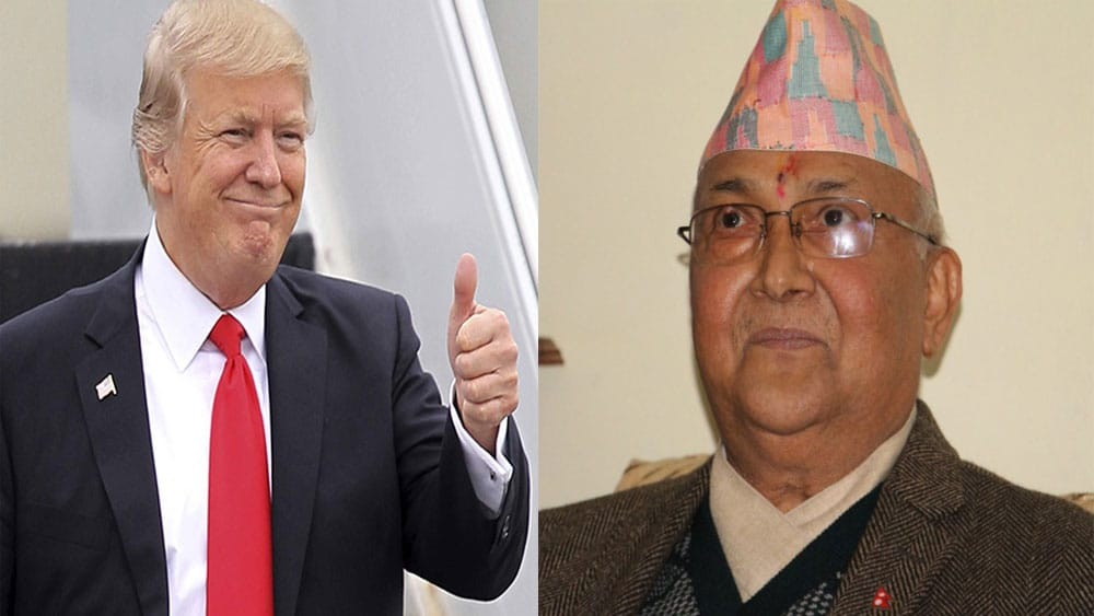 अमेरिकाको राष्ट्रपतिमा निर्वाचित ट्रम्पलाई प्रधानमन्त्री ओलीको बधाई